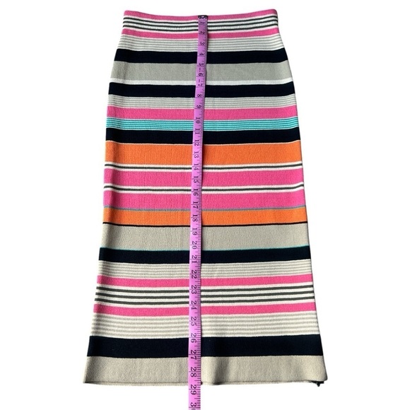 Tracy Reese Multicolored Slim Striped Pull On Pencil Skirt Zippered Slit, Small - Picture 10 of 12